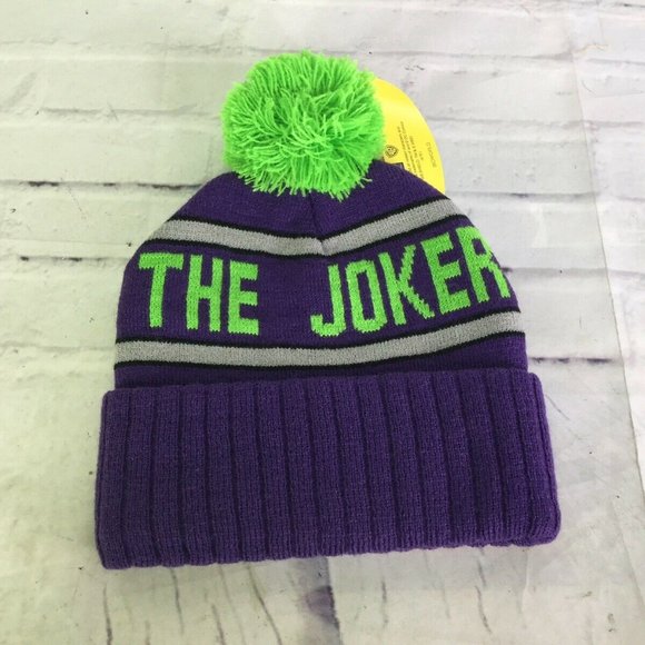 DC Comics The Joker Batman Logo Knit Beanie Hat - Picture 3 of 7